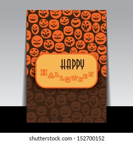 Happy Halloween Flyer or Card with Various Teeth Smiling Spooky Pumpkin Faces | Vector Illustration