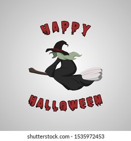 Happy halloween. flying witch. witch vector illustration