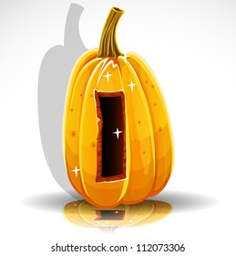 Happy Halloween font cut out pumpkin letter I
