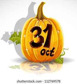 Happy Halloween font cut out pumpkin October 31 party