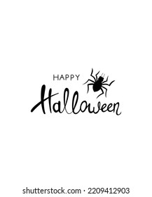 Happy Halloween Font vector with spider. Happy Halloween vector isolated on white background. spider vector. Happy Halloween illustration.