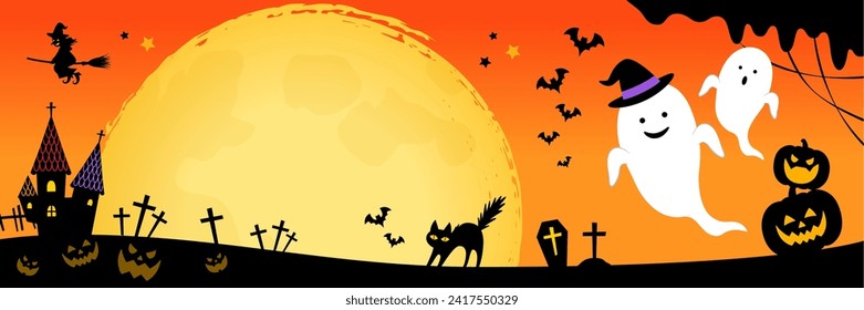 Feliz ilustración del vector de fondo del marco de Halloween (3:1)