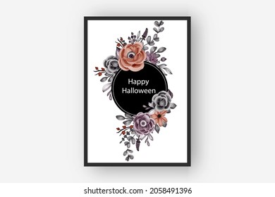 Happy Halloween frame with flower eyes scary