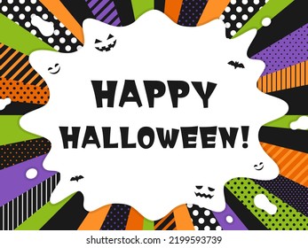 "HAPPY HALLOWEEN" frame template with pop concentrated lines