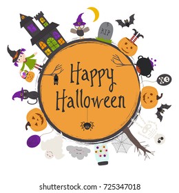 Happy Halloween frame - vector illustration, eps
