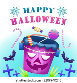 Happy Halloween, Frankenstein candy basket. Suitable for events