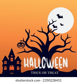 Happy Halloween fun party celebration background design. Halloween elements.Vector trick or treat Halloween holiday greeting cards