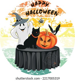 Happy Halloween. Funny design. Sticker. Vector
