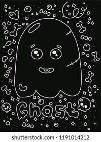 Happy Halloween funny ghost vector illustration