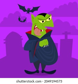 Happy Halloween funny vampire character 