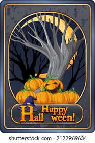 Happy Halloween game card template illustration