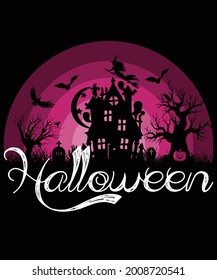 Happy Halloween ghost art vector illustration on black and colorful background