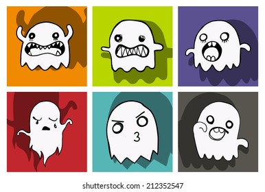 Happy Halloween Ghost Bat Icon Background