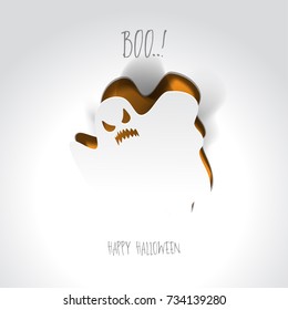 Happy Halloween. Ghost cut out of paper