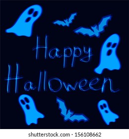 Happy Halloween ghost design background, vector illustration