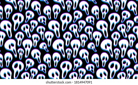 Happy halloween ghost face scream seamless pattern.