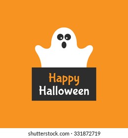 Happy Halloween ghost. Flat vector illustration.