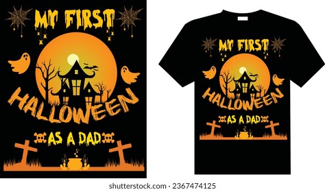 Happy Halloween Halloween Ghost House T Shirt Design Vector, Halloween Happy halloween Template etsy to Print Vector Design 