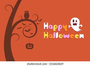 Happy Halloween, ghost, jack lantern, owl