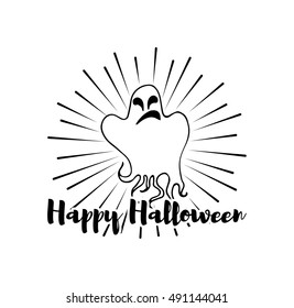Happy Halloween Ghost. Label. Vector Illustration Invintation