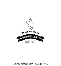 Happy Halloween Ghost. Label. Vector Illustration Invintation. Isolated On White