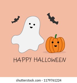 Happy Halloween. Ghost And Pumpkin