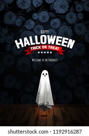 Happy Halloween, Ghost, treat or trick, Vector illustration, Vertical Poster, you can place relevant content on the area.