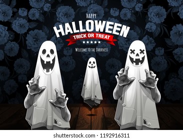 Happy Halloween, Ghost, treat or trick, Vector illustration,  horizontal Poster, you can place relevant content on the area.