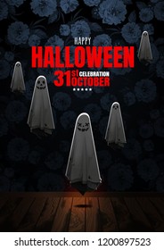 Happy Halloween, Ghost, treat or trick, Vector illustration, Vertical Poster, you can place relevant content on the area.
