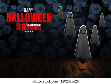 Happy Halloween, Ghost, treat or trick, Vector illustration,  horizontal Poster, you can place relevant content on the area.