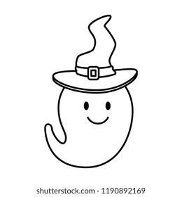 happy halloween ghost with witch hat