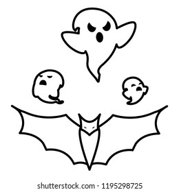 happy halloween ghosts and bat flying