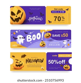 Happy Halloween Gift promotion Coupon banner background template
