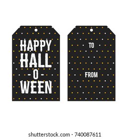 Happy Halloween Gift Tag, Halloween Gift Tags, Hang Tag Vector, Halloween Message, Gift Box Tag, Cute Dotted Icon, Vector Illustration Background