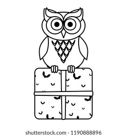 happy halloween giftbox with owl