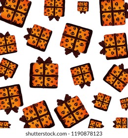 happy halloween giftboxes with skulls pattern