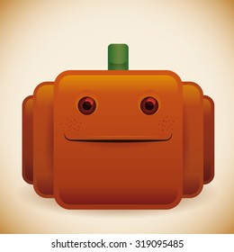 Happy Halloween Glossy Pumpkin, Vector Illustration