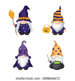 happy halloween gnomes cartoon character isolated on white background. vector illustration.