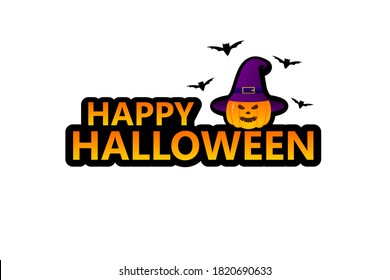 Happy Halloween graphic design. Smiley face. Orange Pumpkin on Halloween day. Vector illustration