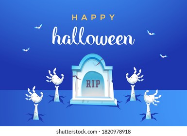 happy halloween with graves and bones