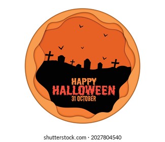 Happy Halloween Graveyard Circle Paper