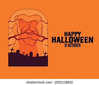 Happy Halloween Graveyard Headstone Paper