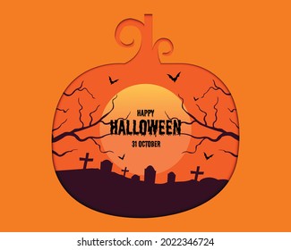Happy Halloween Graveyard Pumpkin Paper