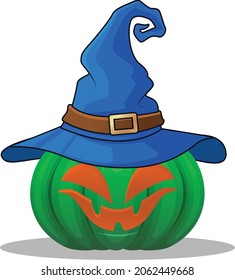 Happy halloween with green pumpkin vector art and illustration