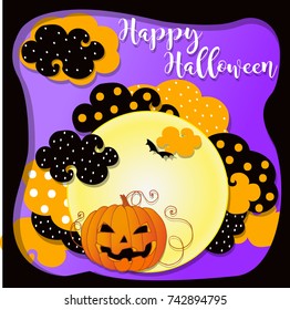 Happy Halloween greeting background with paper elements