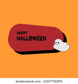 Happy Halloween greeting or banner with a friendly ghost vector.