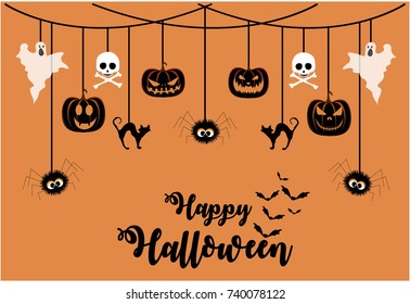Happy Halloween Greeting card or background. vector illustration.