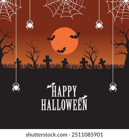 Happy Halloween greeting card background.Vector illustration