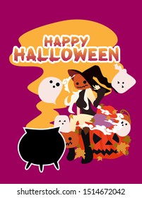 happy halloween greeting card banner vector