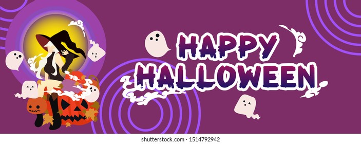 happy halloween greeting card banner vector